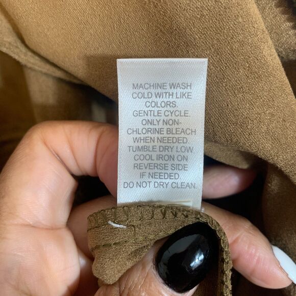 J. Jill Faux Suede Asymmetric Moto Jacket Size Large Camel Brown Chic Layering - Picture 6 of 7